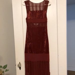 NWOT Free People Velvet & Lace Maxi Dress. Size Small